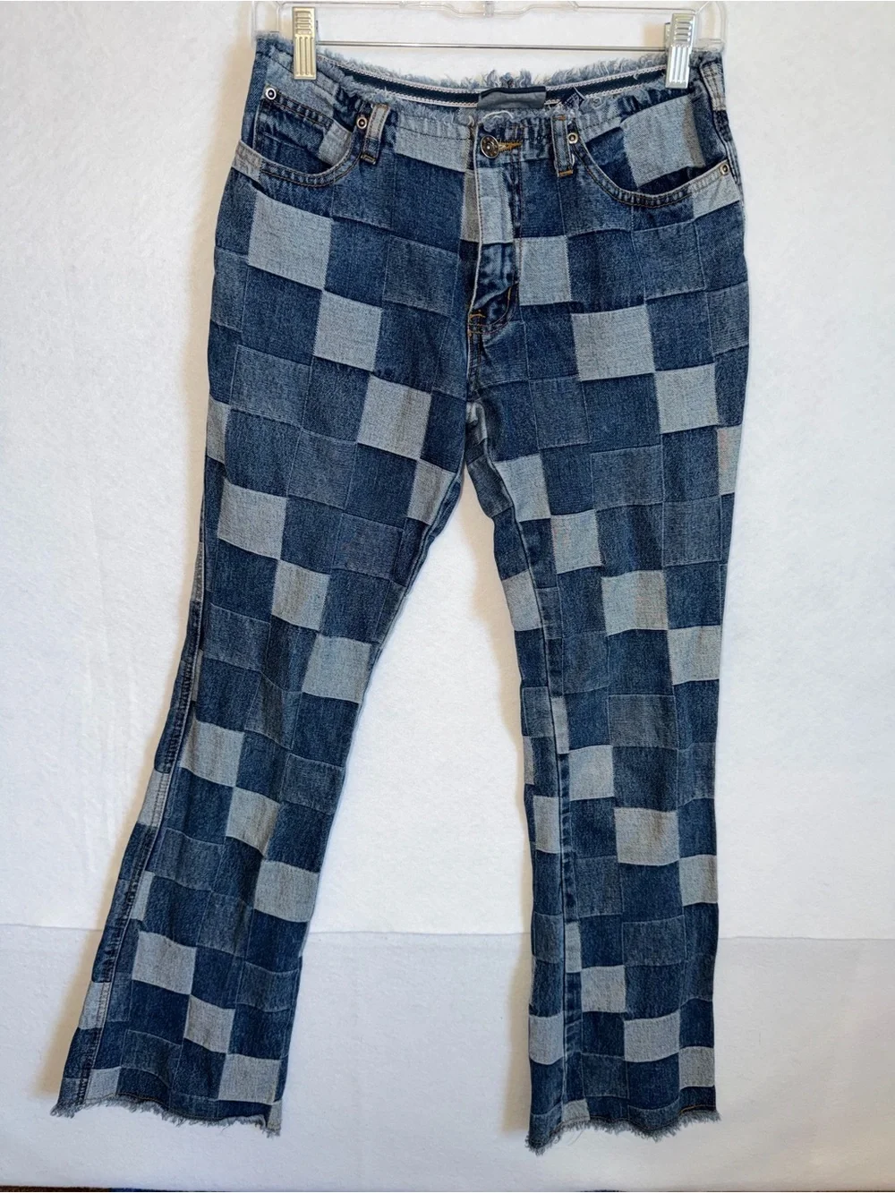 Vintage Zoey Beth Low Rise Patchwork Checkerboard Blue Jeans - Picture 11 of 11